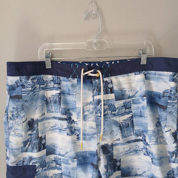 Tommy Bahama Men's Swim Trunks Blue White Beach Drawstring Size XL - Picture 2 of 15